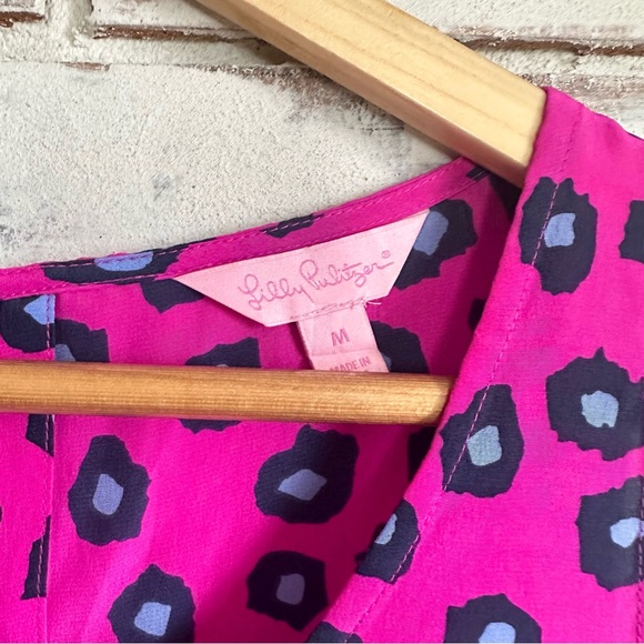 Lilly Pulitzer Pink Leopard Prink Silk Dune Tank Top Size medium - Picture 3 of 6